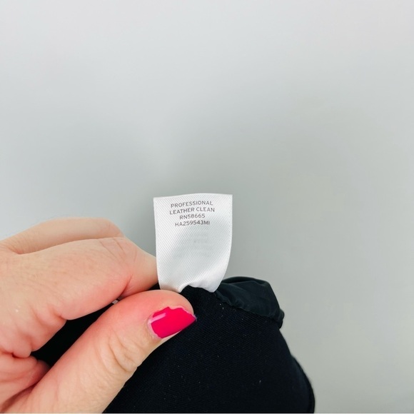 Halogen Black Leather Front Knit Back Peplum Blouse - Picture 6 of 7